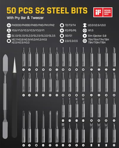 Mini Electric Screwdriver Set, 50-in-1 Magnetic Bits for Electronics Repair V596579