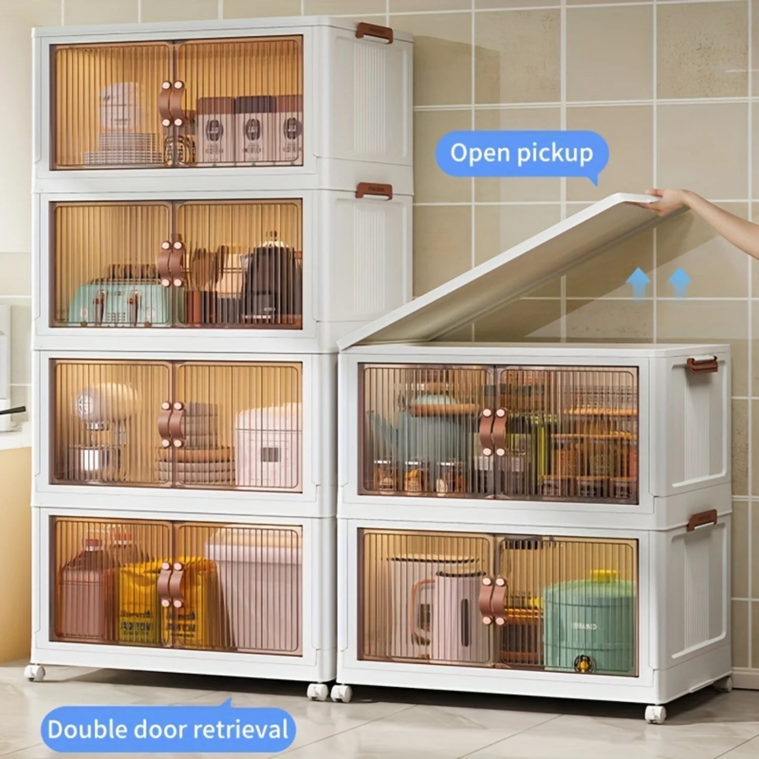 Magnetic cabinet door folding storage box with 5-layer plastic drawers P945