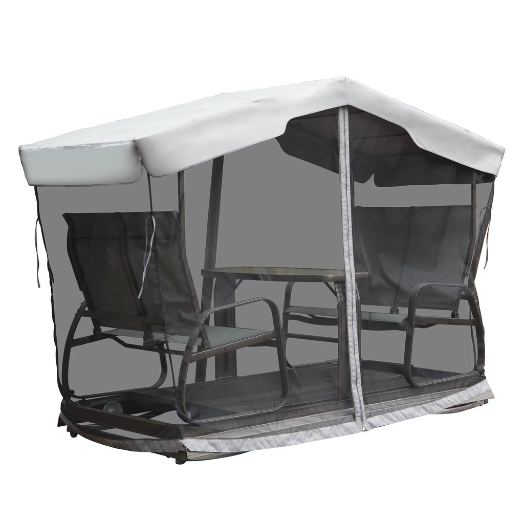 Outdoor Glider Bench with Canopy, 4-Seat Patio Swing Chair T819