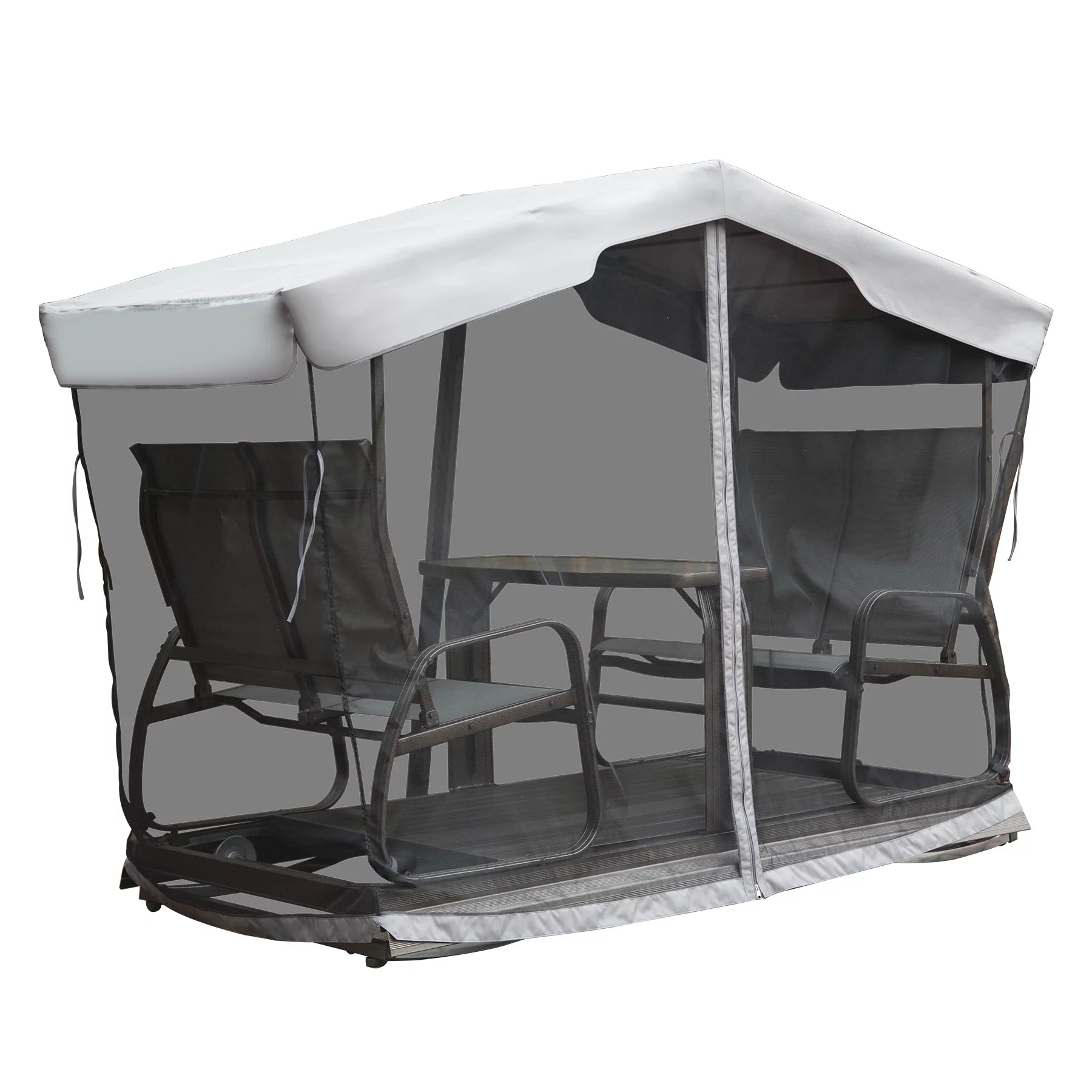 Outdoor Glider Bench with Canopy, 4-Seat Patio Swing Chair T819