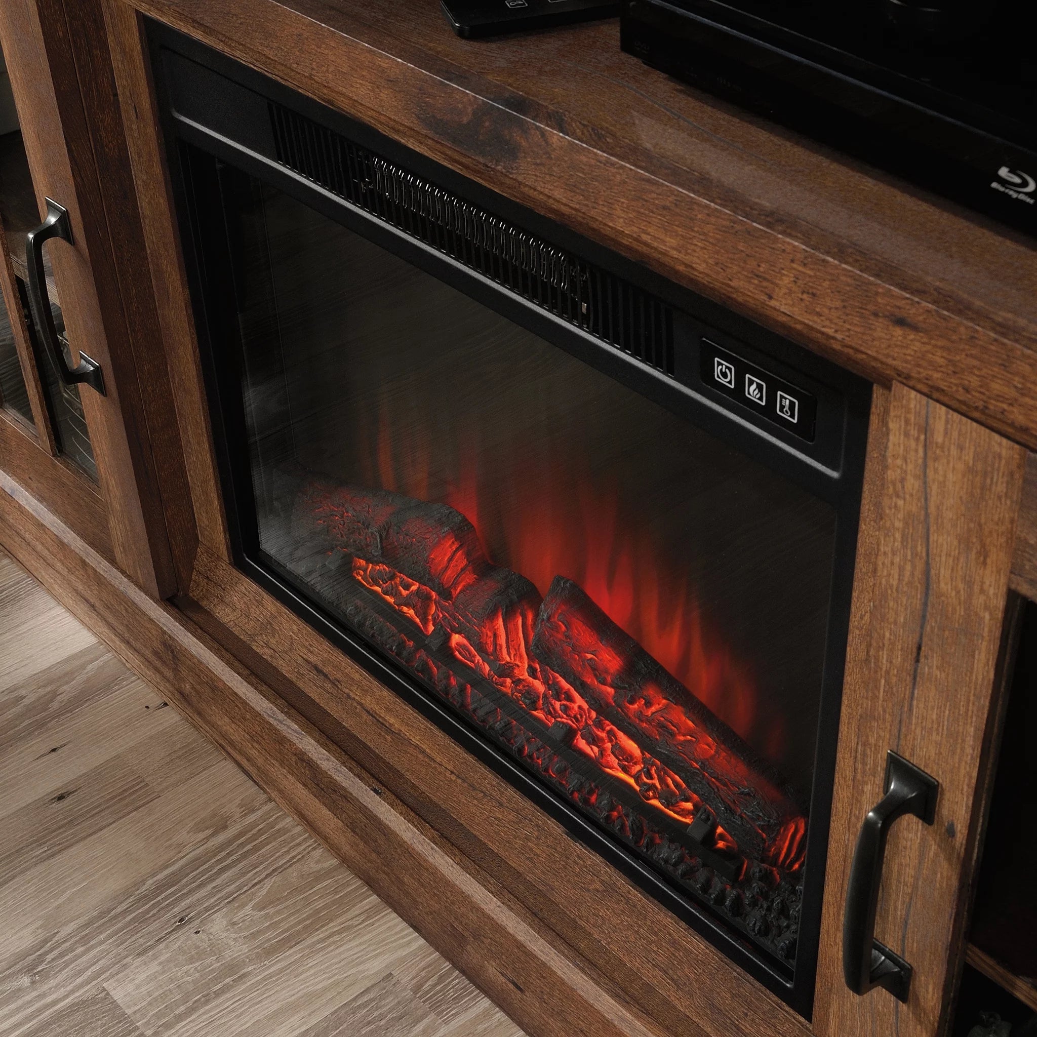 Rustic Fireplace TV Stand for TVs up to 50", Vintage Oak Finish H9192