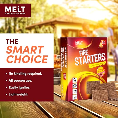 Fire Starter Squares, 160 pcs for Campfire, Grill, Fire Pit, BBQ R55260