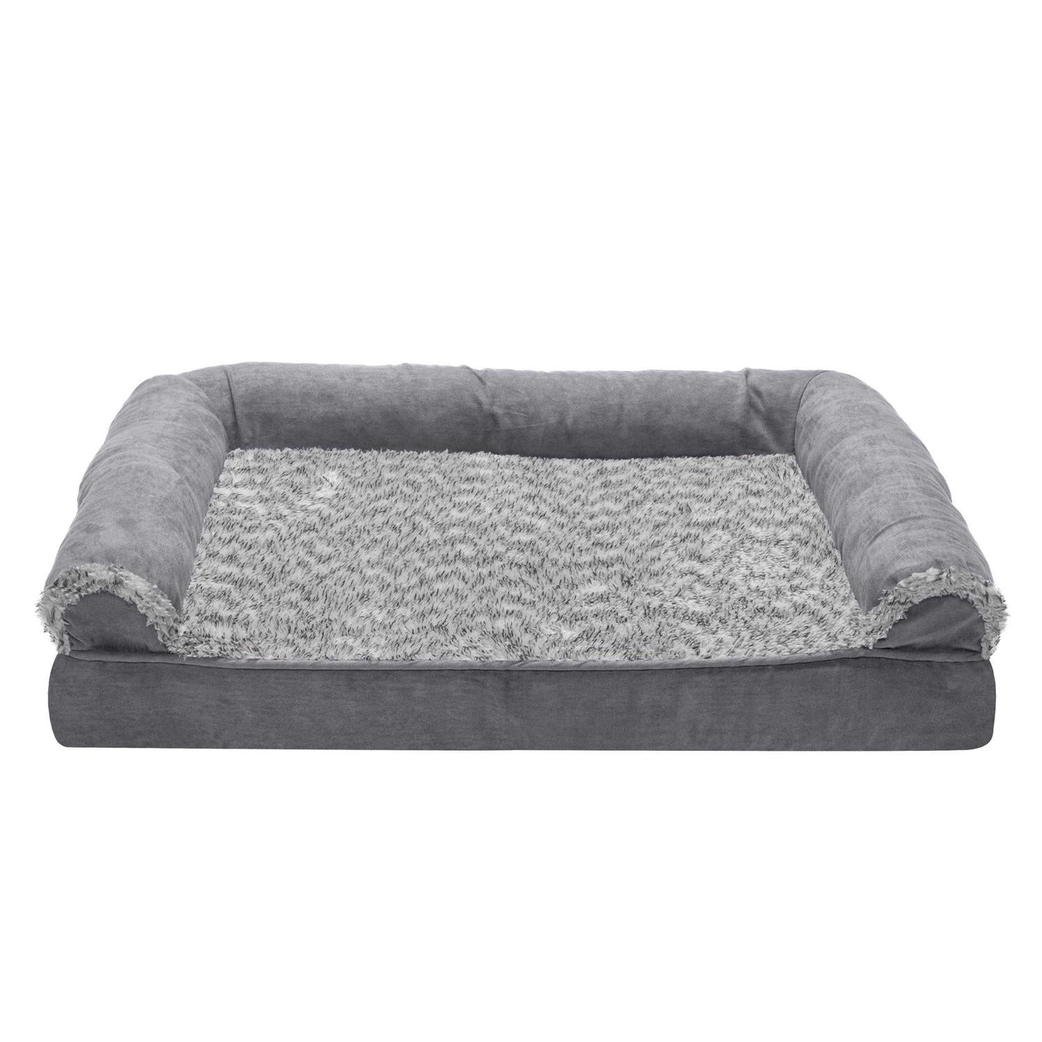 Orthopedic Sofa Dog Bed with Faux Fur Suede X157240