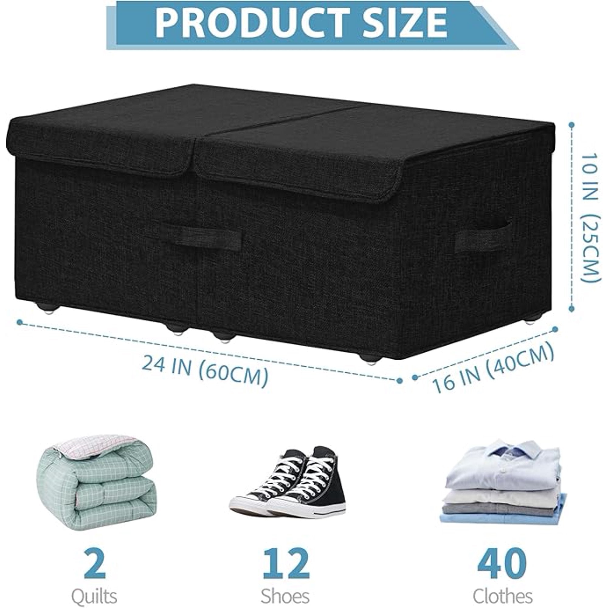 Under Bed Storage Container with Wheels, 2 Pack, Black V31869