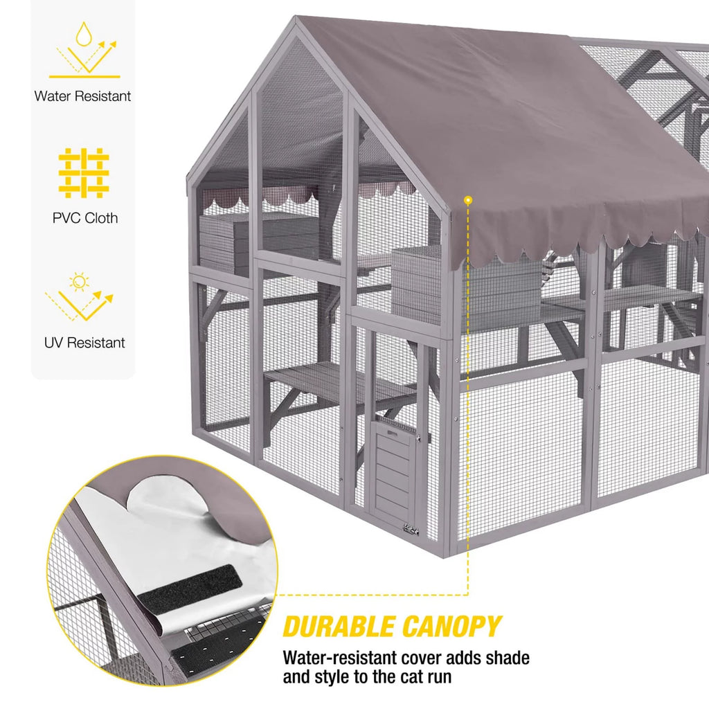 Outdoor Walk-in Catio Enclosure with Bridges and Platforms J984