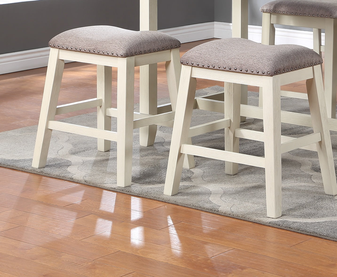 5pc Counter Height Dining Table with Storage Shelves and Stools X567878