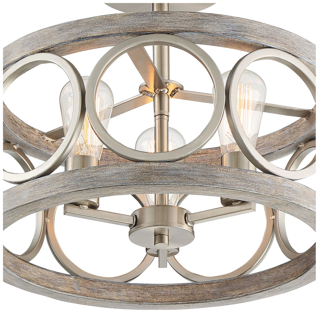 Rustic Farmhouse Semi Flush Mount Ceiling Light 16" Wide 3-Light LED W900