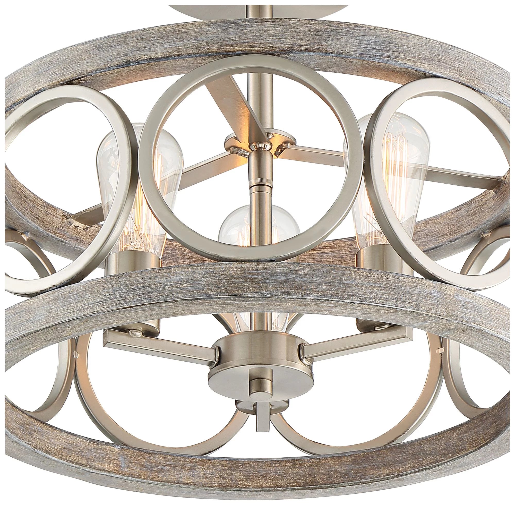Rustic Farmhouse Semi Flush Mount Ceiling Light 16" Wide 3-Light LED W900
