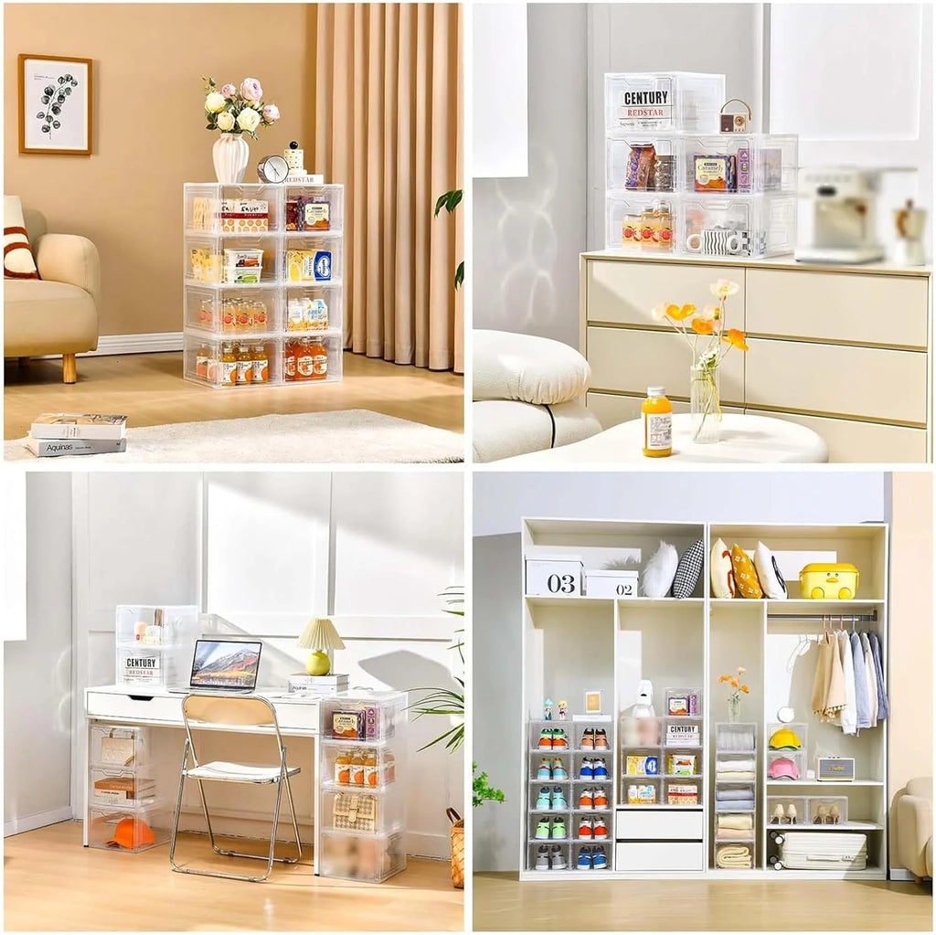 Stackable Clear Plastic Storage Bins with Lids G80963