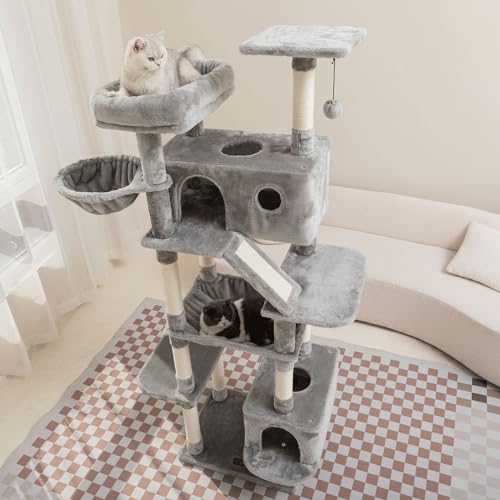 Large Cat Tree for Indoor Cats with Scratching Posts, Beige T81270