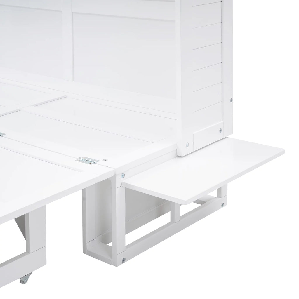 Queen Size Murphy Bed with Bookcase and Drawer, White P7712