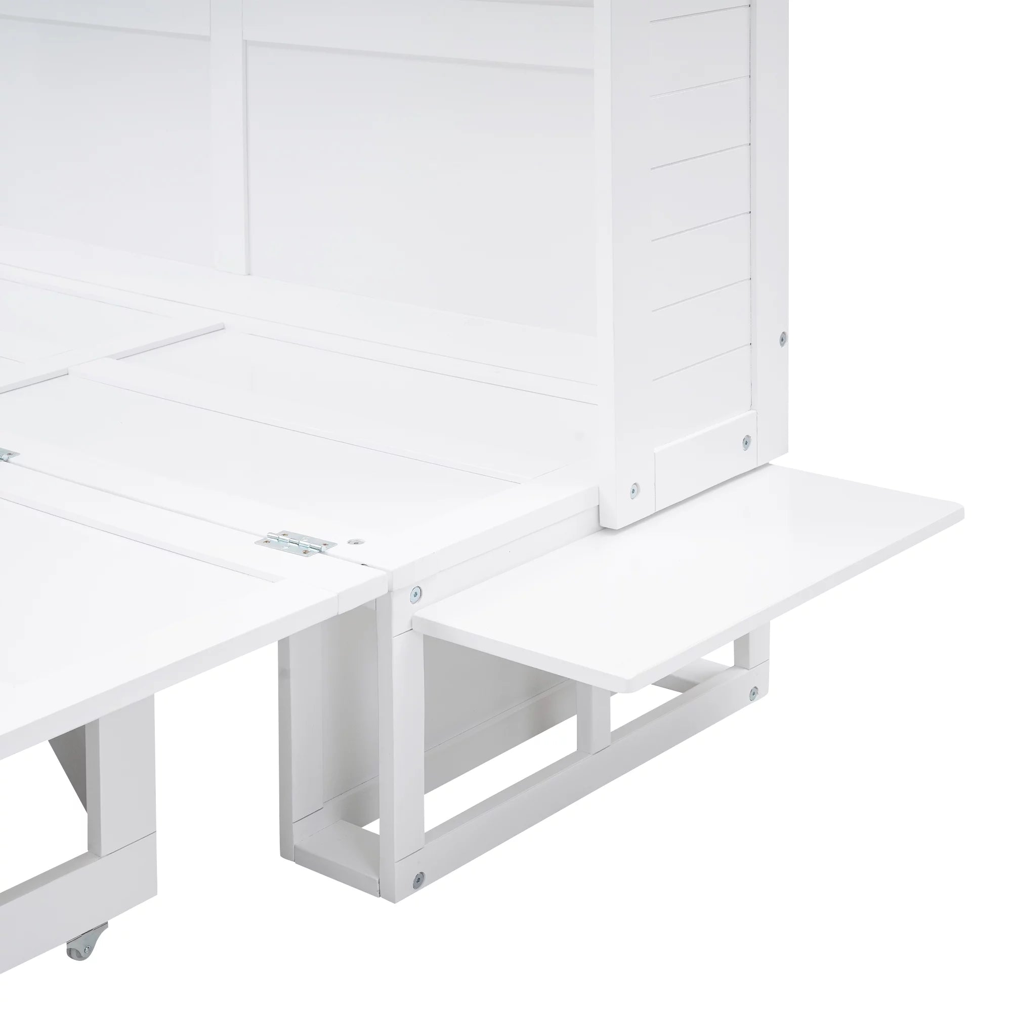 Queen Size Murphy Bed with Bookcase and Drawer, White P7712