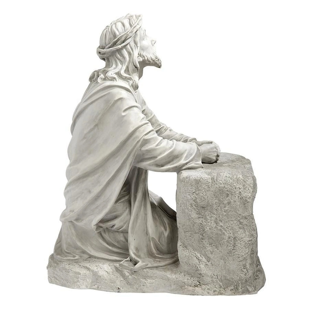 Jesus in the Garden of Gethsemane Religious Garden Statue, 23 Inch, Antique Stone P11946