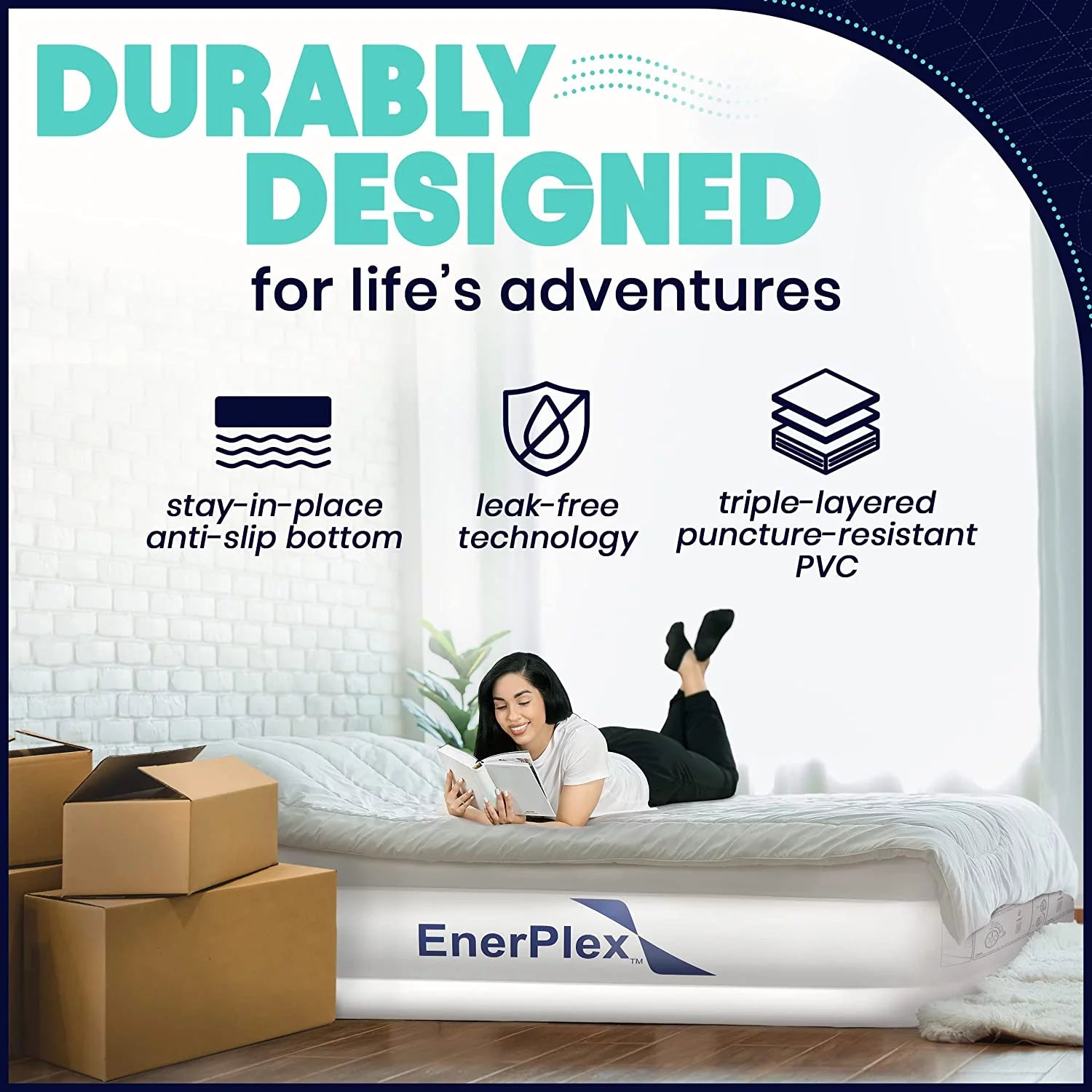 Queen Air Mattress with Built-in Pump, 18 Inch B6401