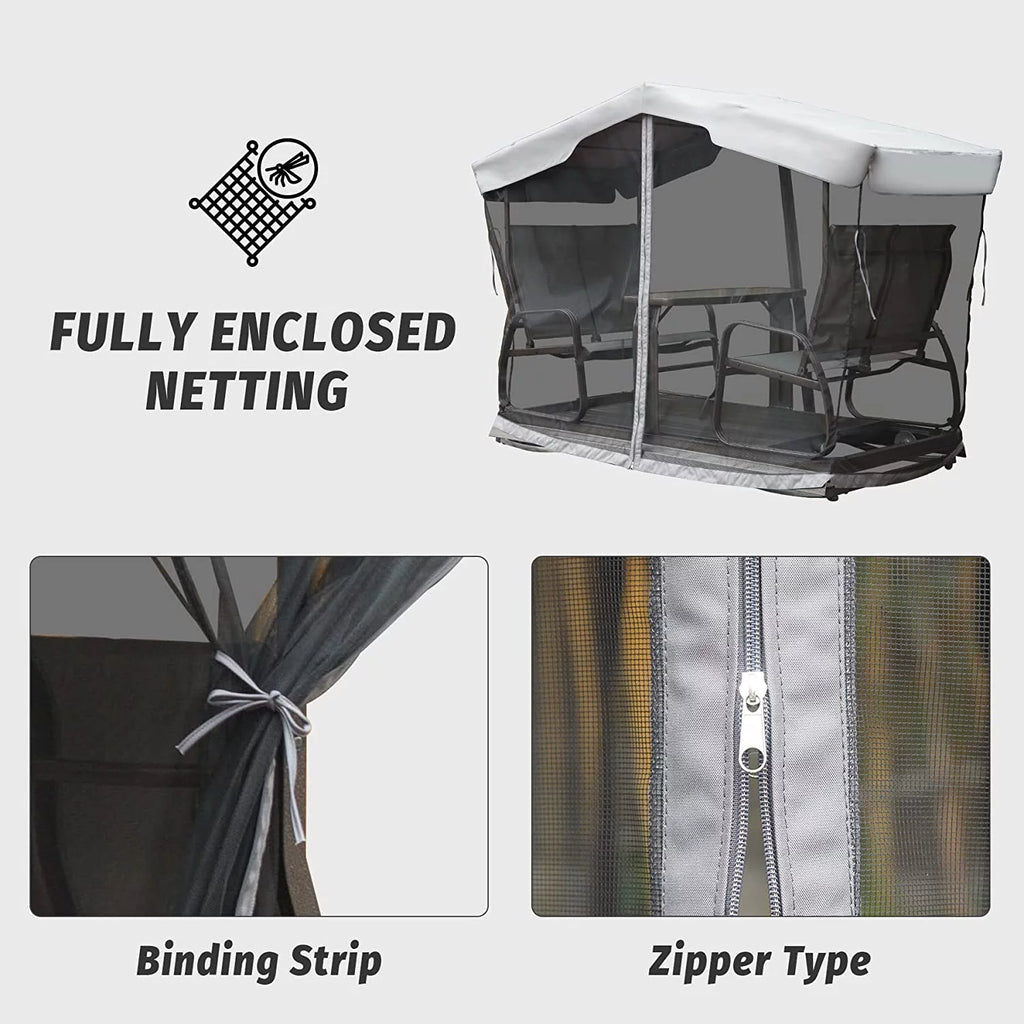 Outdoor Glider Bench with Canopy, 4-Seat Patio Swing Chair T819