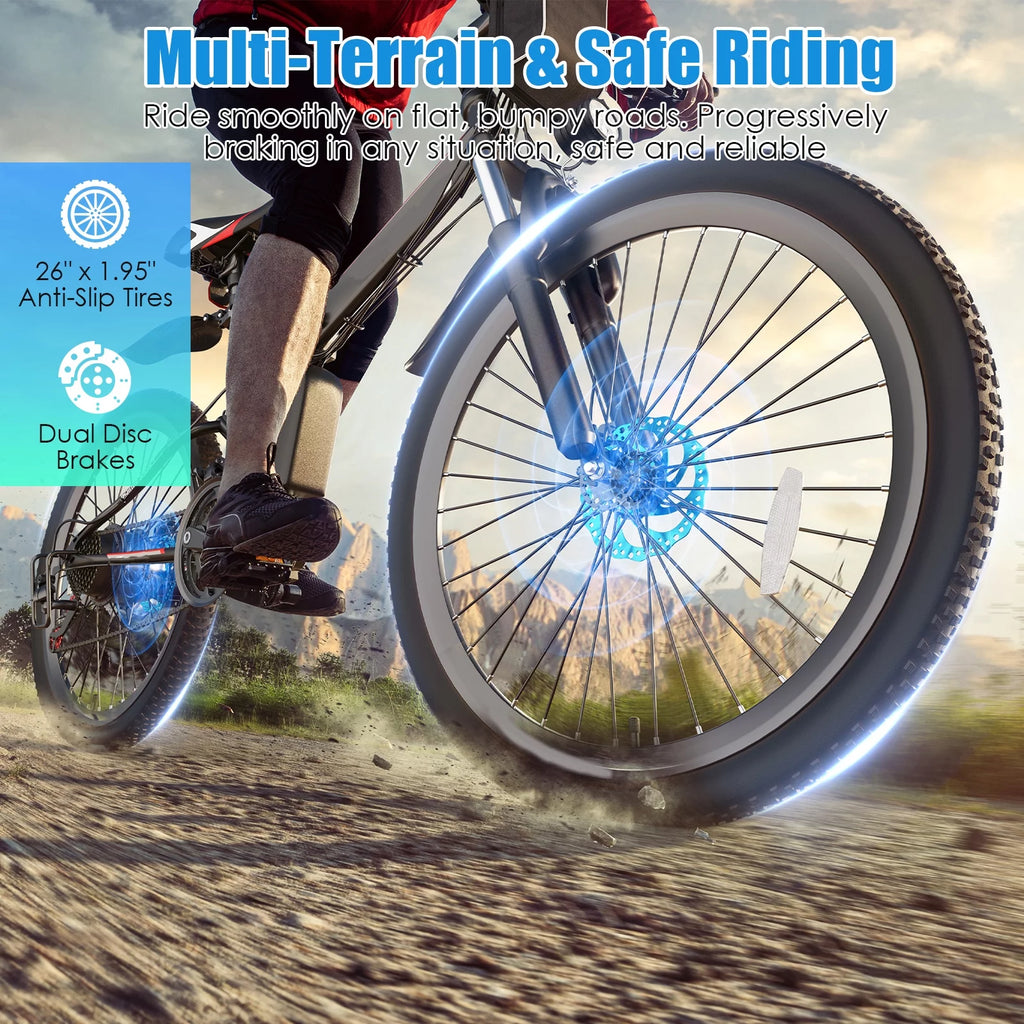 Folding Electric Mountain Bike for Adults, 48V 7.8Ah, 21 Speed W320