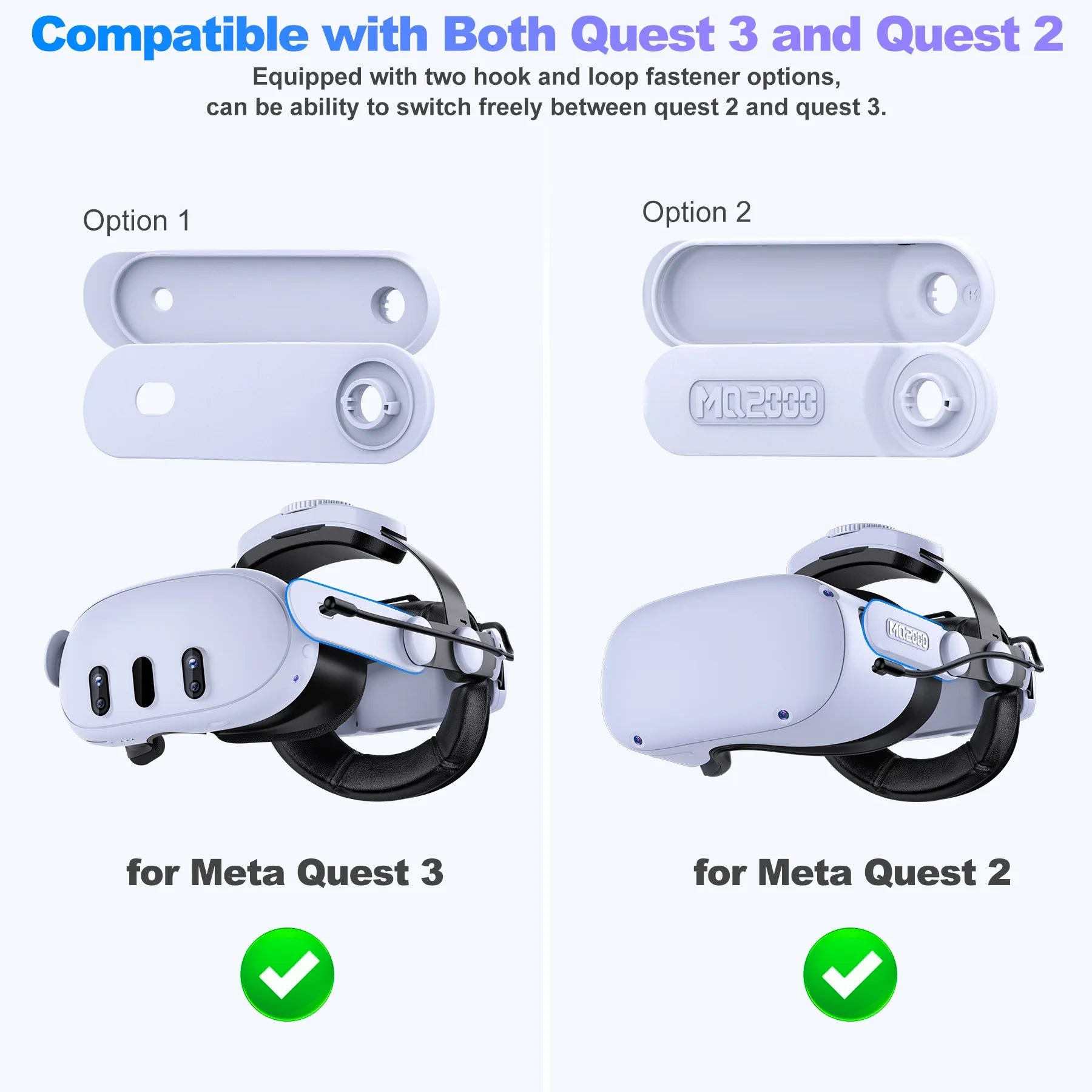 Head Strap with 7500mAh Rechargeable Battery for Quest 2 & 3 VR Headset A84991