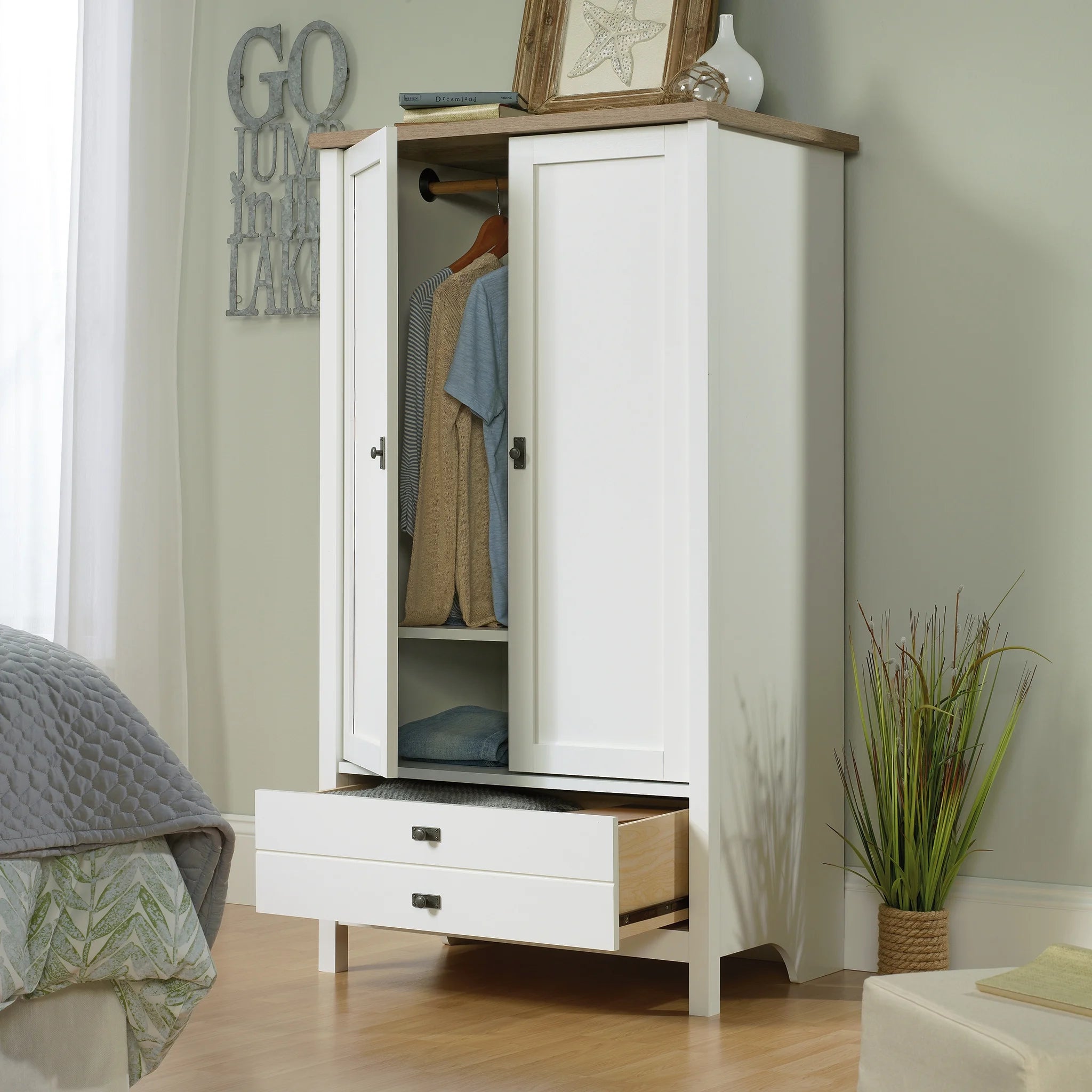 Soft White Armoire B55246