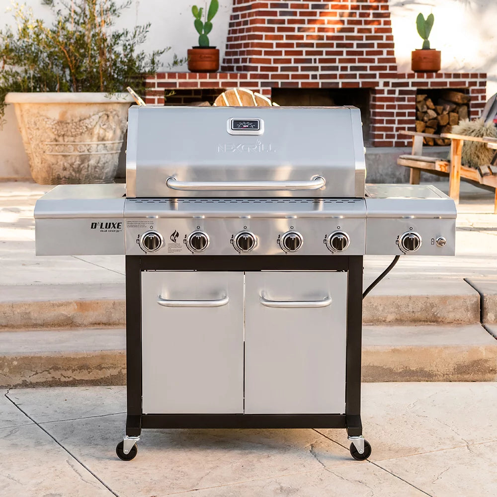 5-Burner Propane Gas Grill with Side Table and Ceramic Searing Side Burner M100
