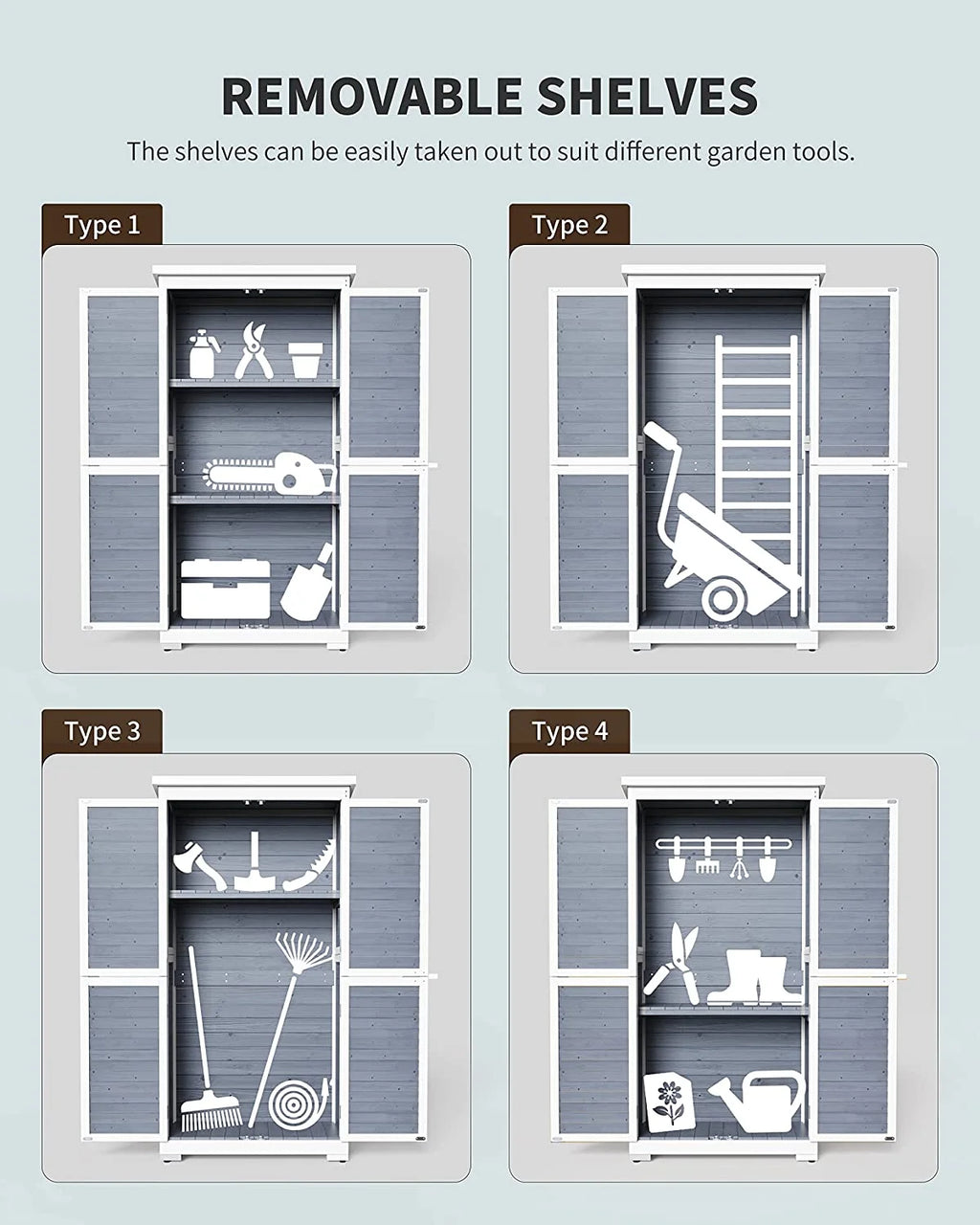 Outdoor Storage Cabinet Garden Shed with Asphalt Roof W6306