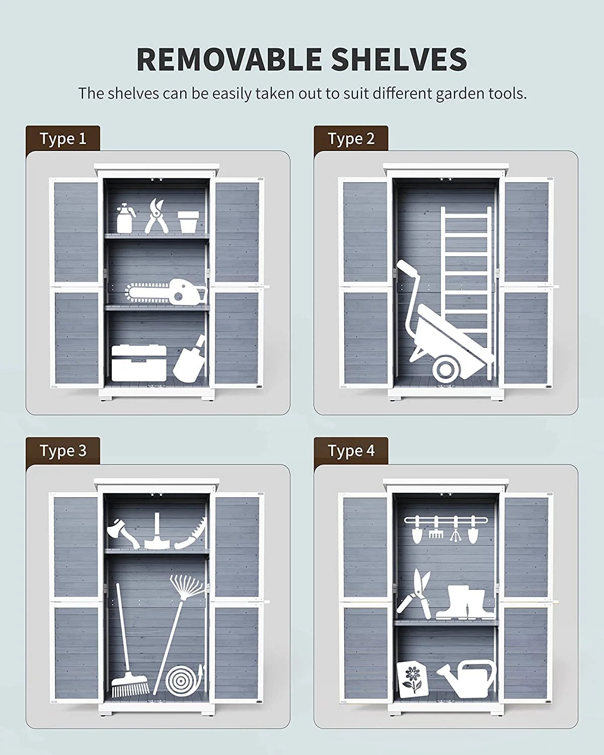 Outdoor Storage Cabinet Garden Shed with Asphalt Roof W6306