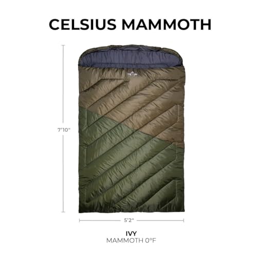 Double Sleeping Bag for Camping, Hunting and Base Camp, 20 and 0 Degree, Compression Sack Included F203
