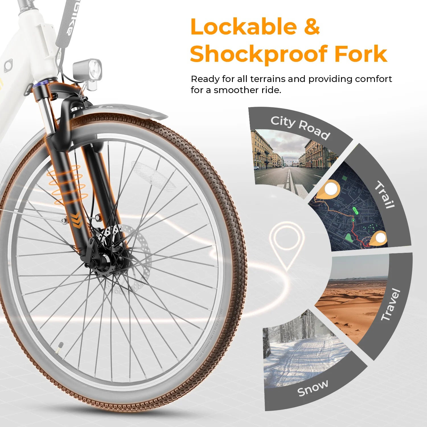 Electric Bike 500W City Cruiser with Removable Battery, 26" Commuter Bicycle for Adults H3602