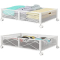 Under Bed Storage Containers with Wheels, Under Bed Shoe Storage Organizer Drawer, Tool-free Assembly Metal Storage Containers for Bedroom Clothes Shoes Blankets -2PCK