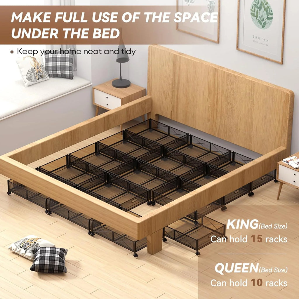 Under Bed Storage Containers with Wheels, Shoe Organizer Drawer, Metal Storage for Clothes Shoes Blankets V749978