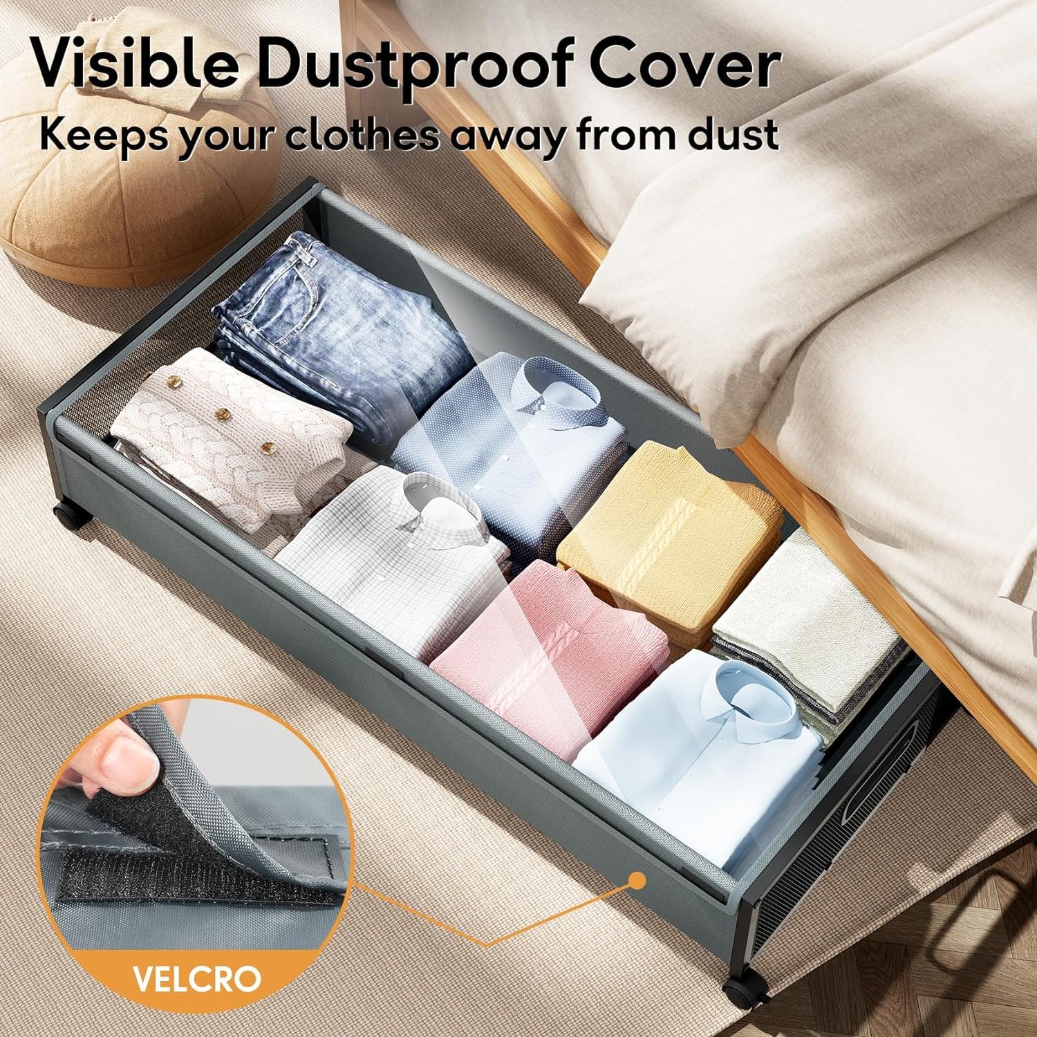 Under Bed Storage Containers with Wheels 2 Pack with Lid B8894