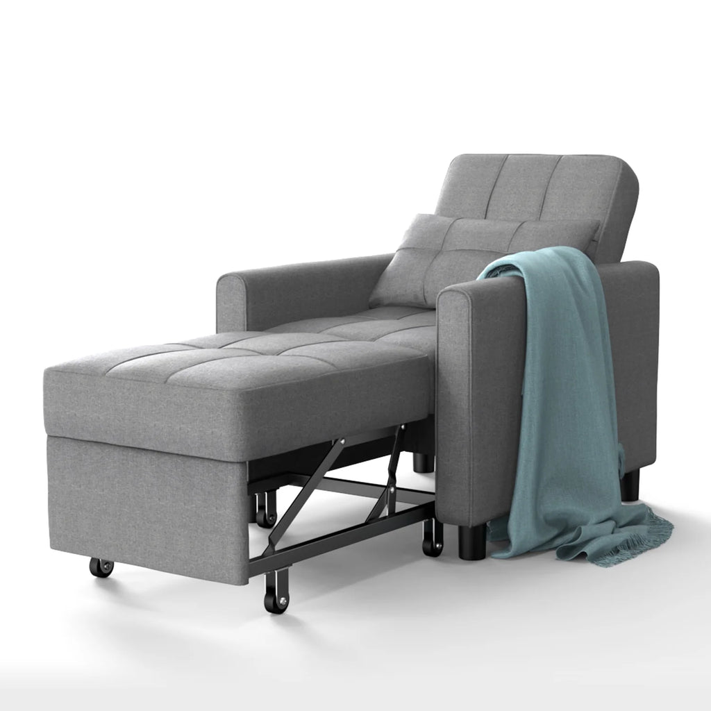 Convertible Chair Single Bed, Grey M8150