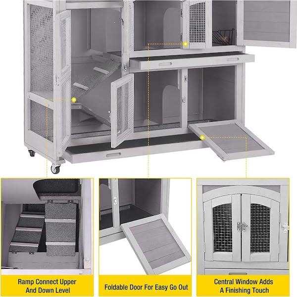 2 Story Rabbit Hutch on Wheels C543