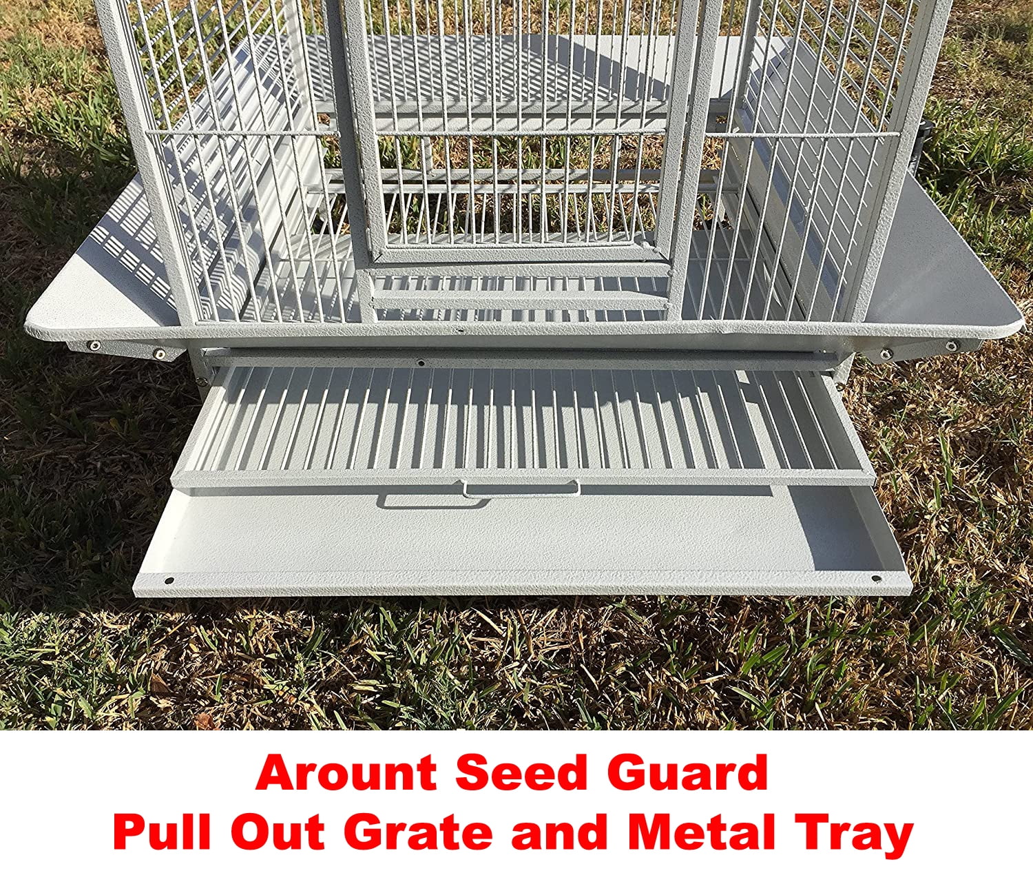 Extra Large Wrought Iron Open Play Top Bird Cage Stand with Rolling Stand H302654