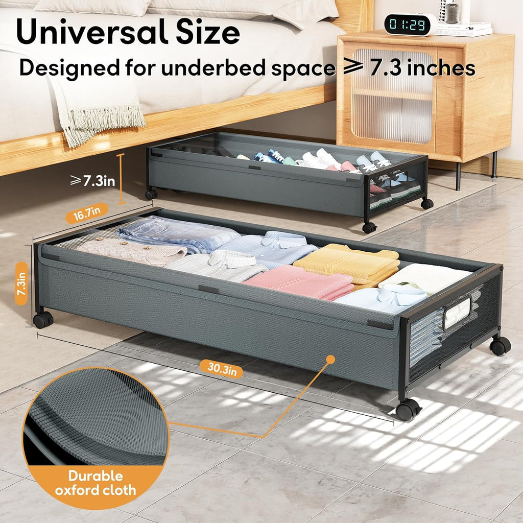 Under Bed Storage Containers with Wheels 2 Pack with Lid B8894