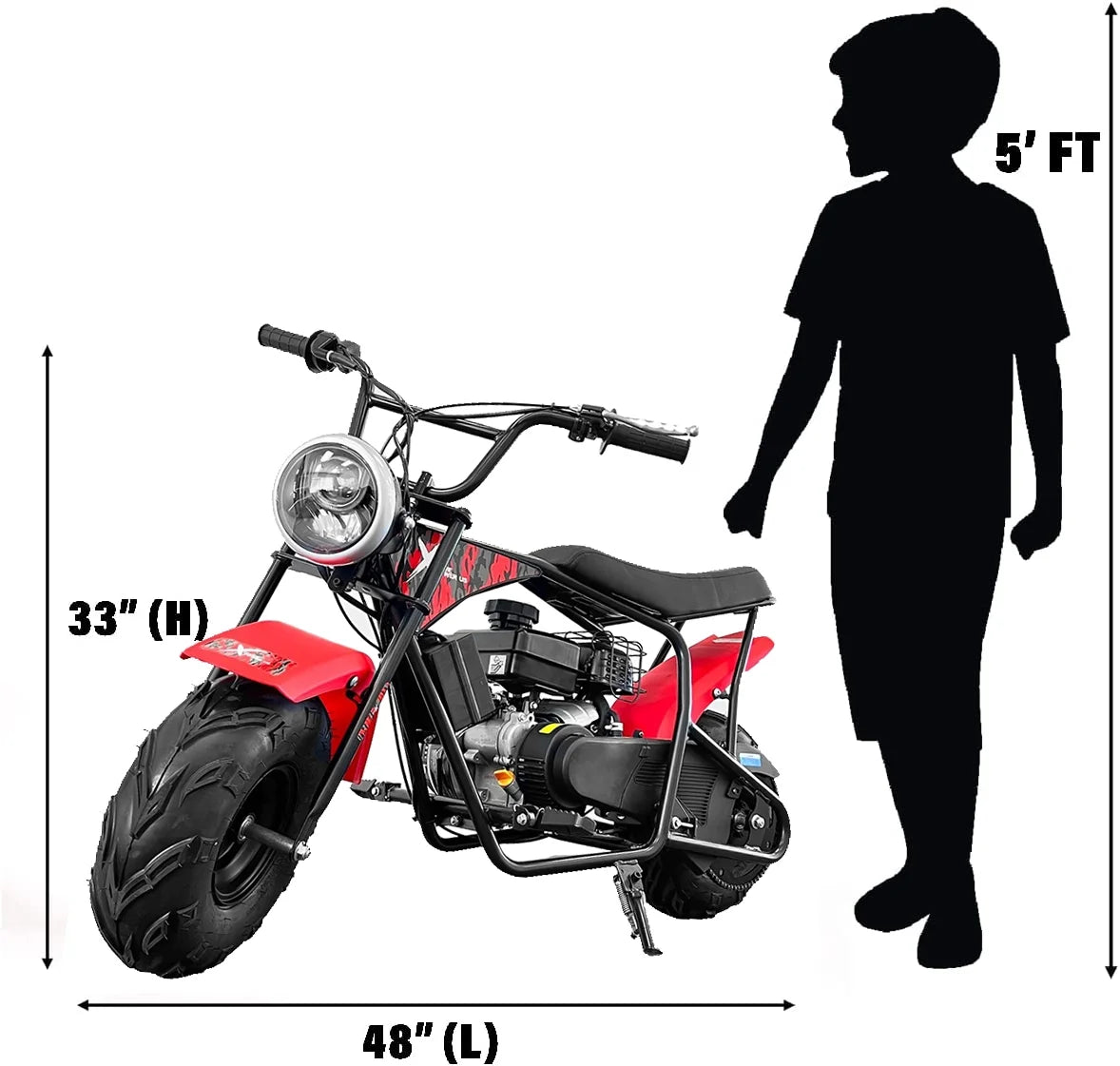 99cc Gas Powered Mini Bike for Adults Red/Black Z145409