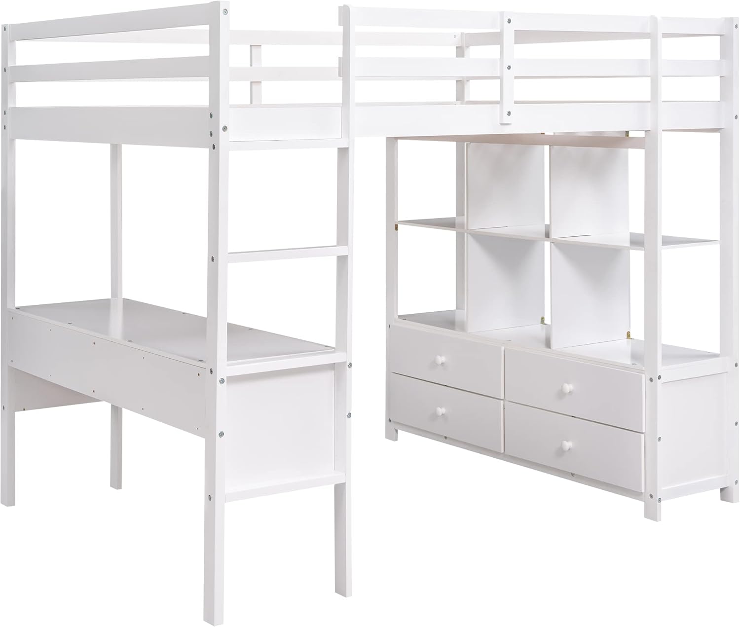 Full Loft Bed with Built-in Desk and Storage Shelves Z5593