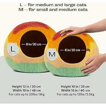 Felt Cat Bed Cave Handmade Merino Wool for Cats and Kittens Y73609
