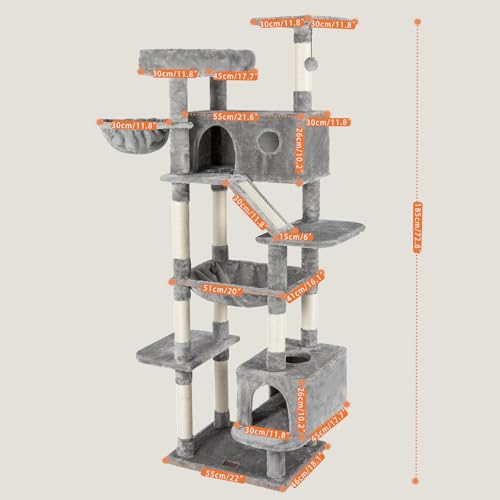 Large Cat Tree for Indoor Cats with Scratching Posts, Beige T81270
