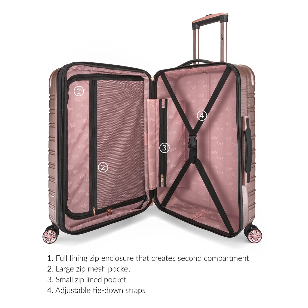 Hardside Luggage 3 Piece Set, 20" Carry-on, 24" and 28" Checked, Rose Gold B9174