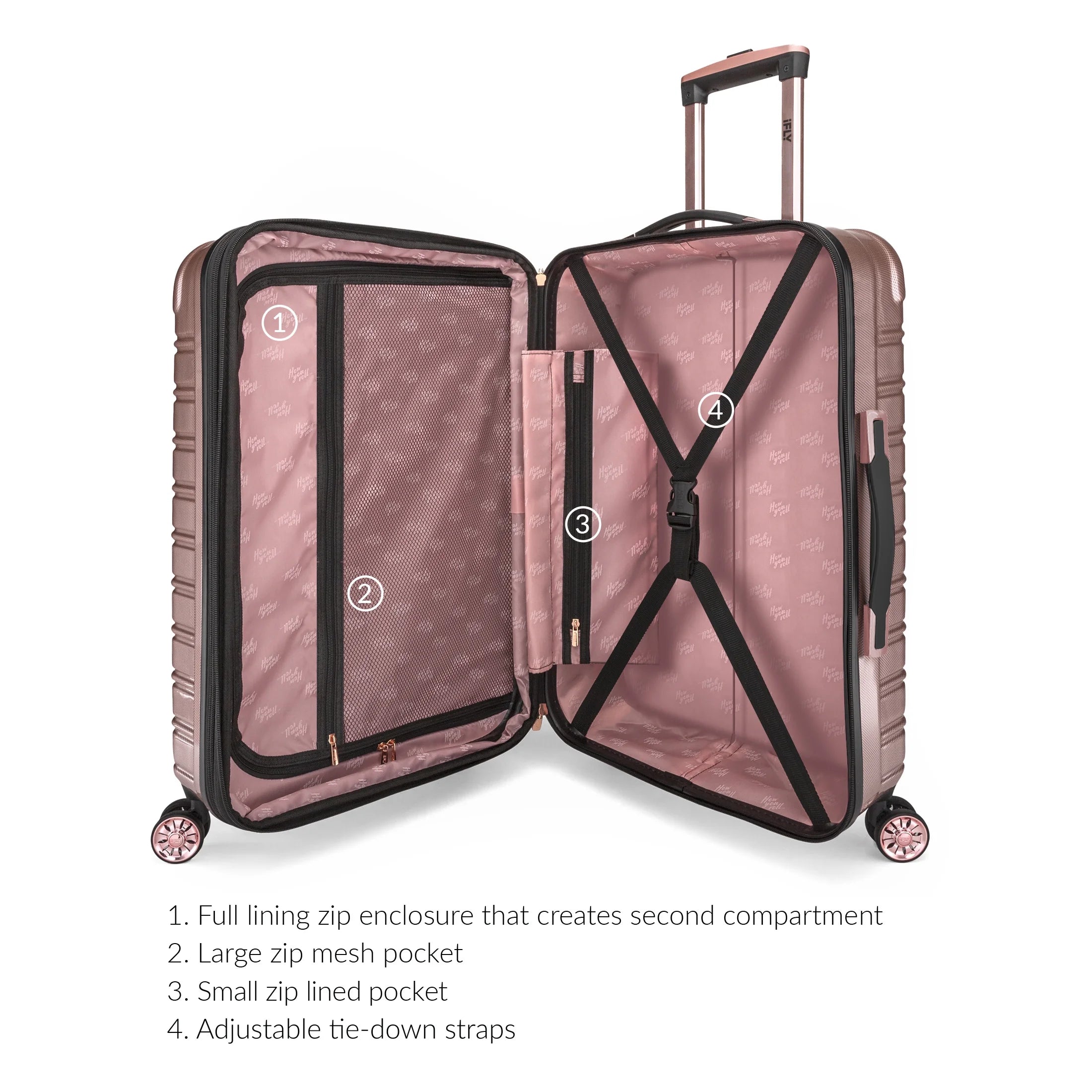 Hardside Luggage 3 Piece Set, 20" Carry-on, 24" and 28" Checked, Rose Gold B9174