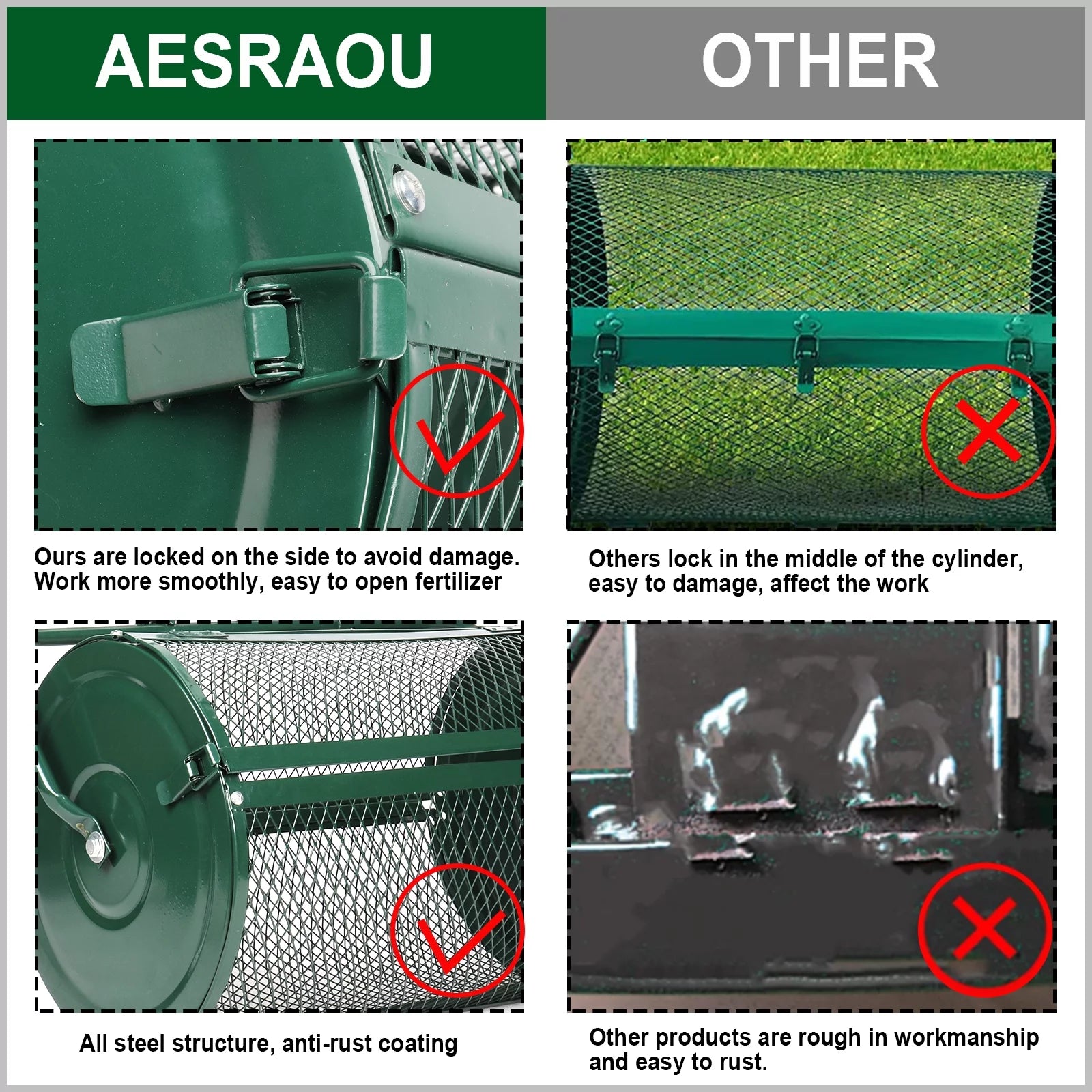 Compost Spreader with T-Shaped Handle for Lawn and Garden X42412