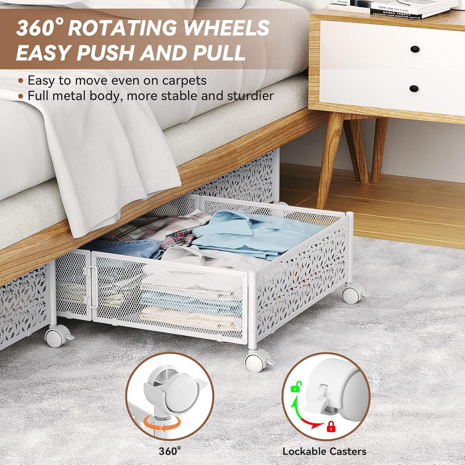 Under Bed Storage Containers with Wheels, 2 Pack U520266