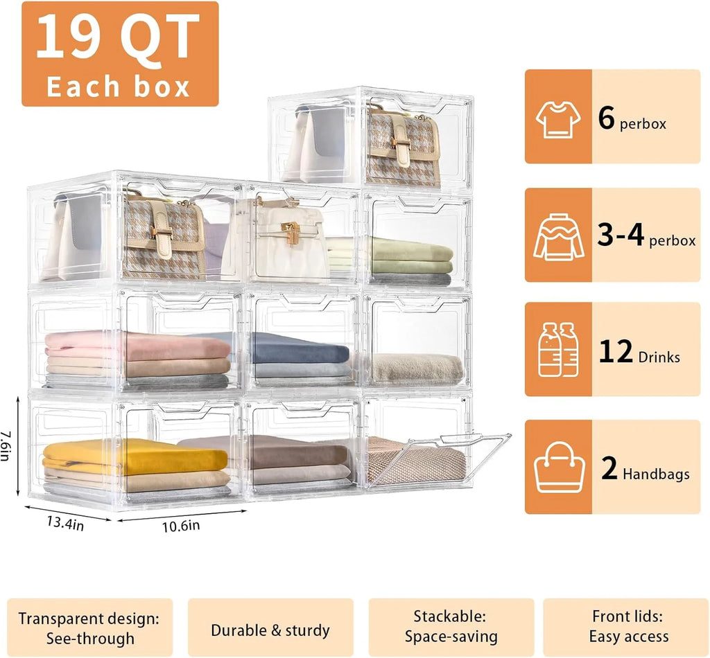 Stackable Clear Plastic Storage Bins with Lids G80963