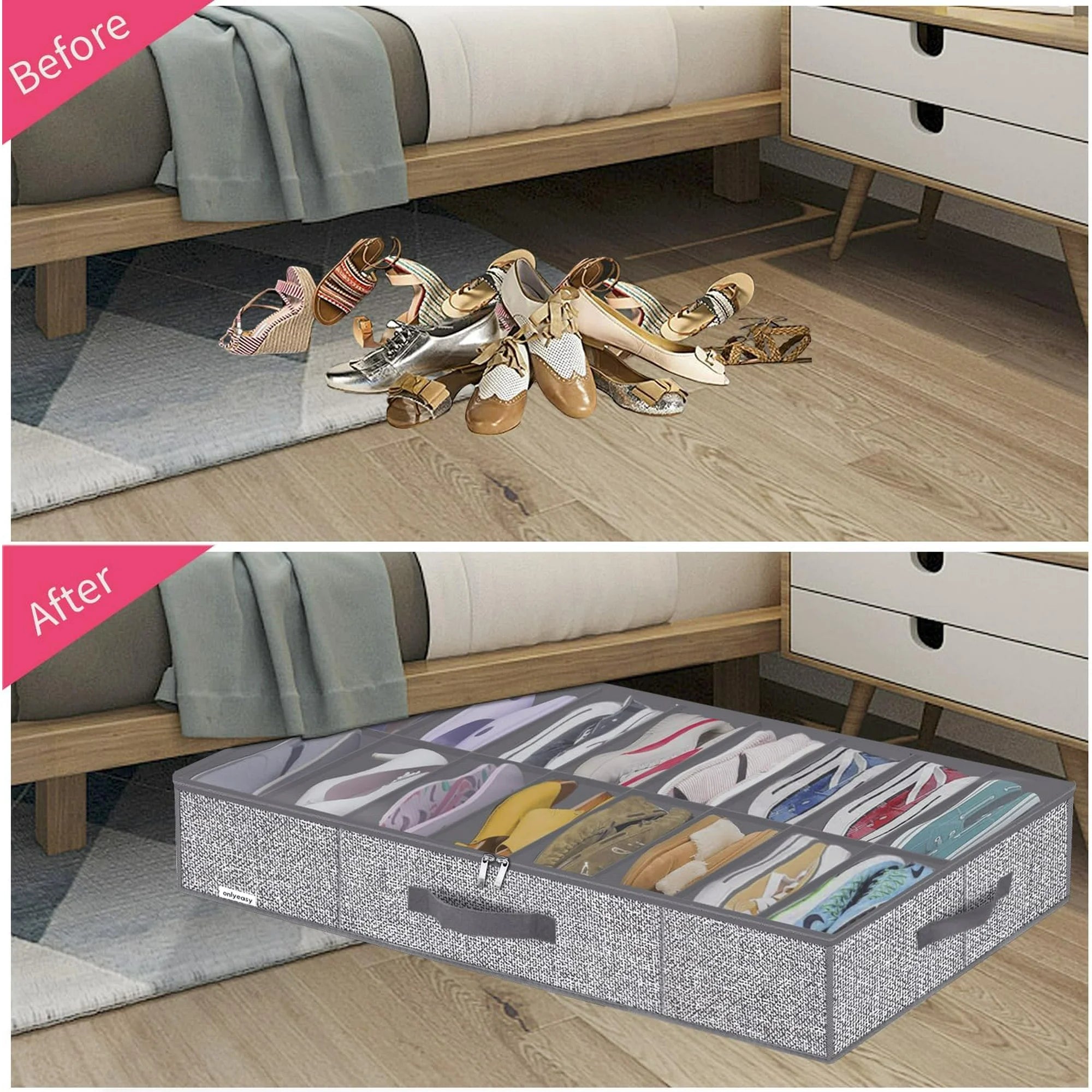 Under Bed Shoe Storage Organizer, Set of 2, Fits 12-24 Pairs D5693