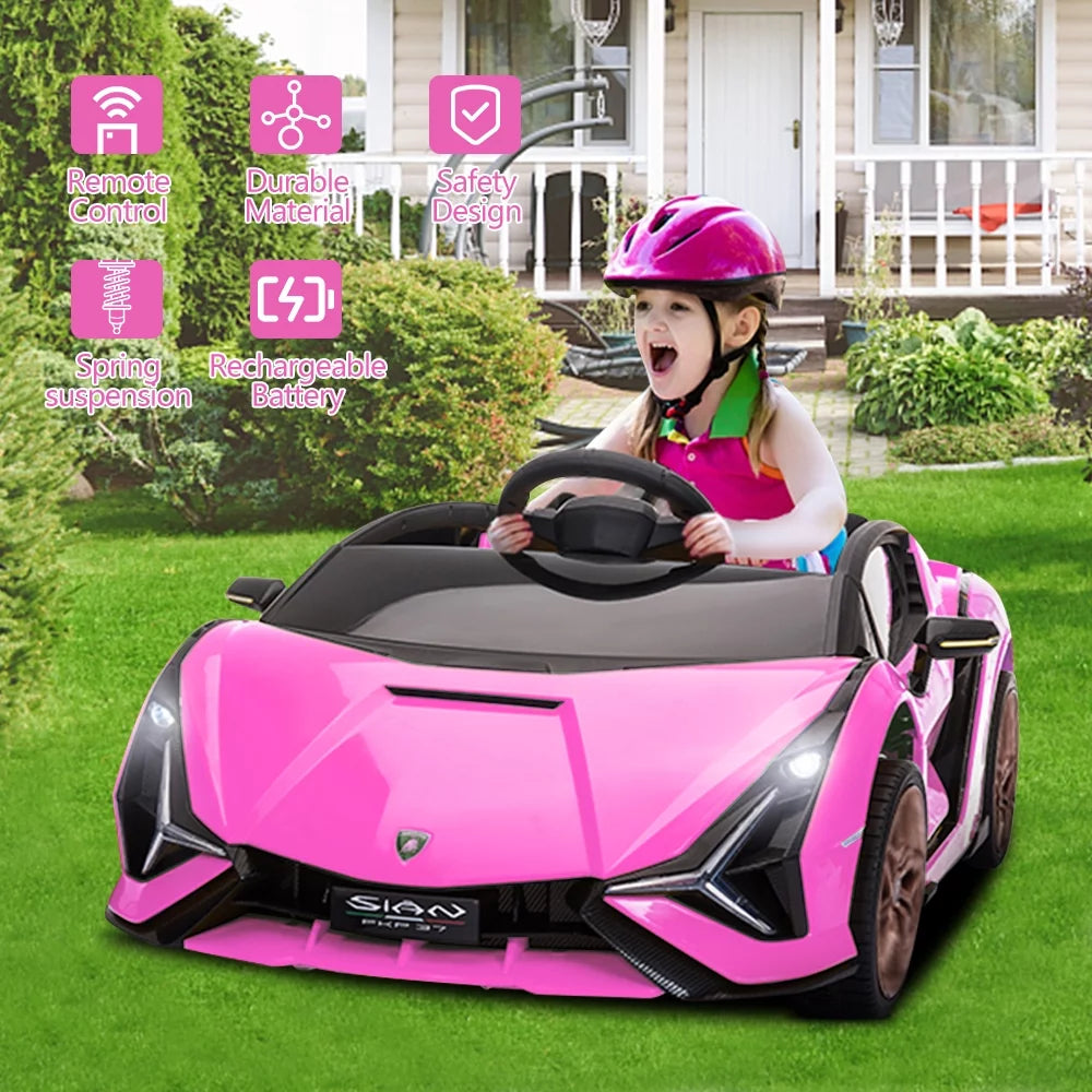 Pink Ride On Sports Car with Remote Control, 12V Electric Battery Powered Toy for Kids P8161