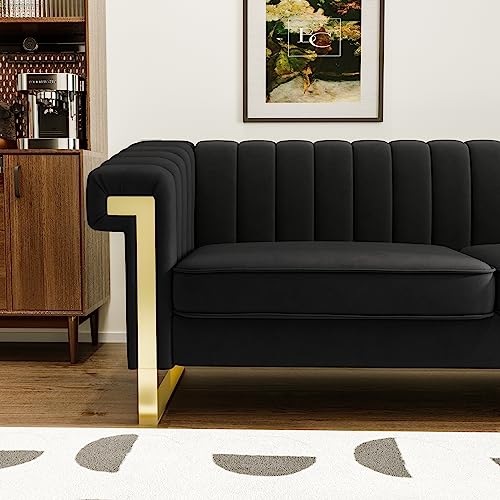 83" Velvet 3-Seater Tufted Sofa with Solid Wood Frame V9870