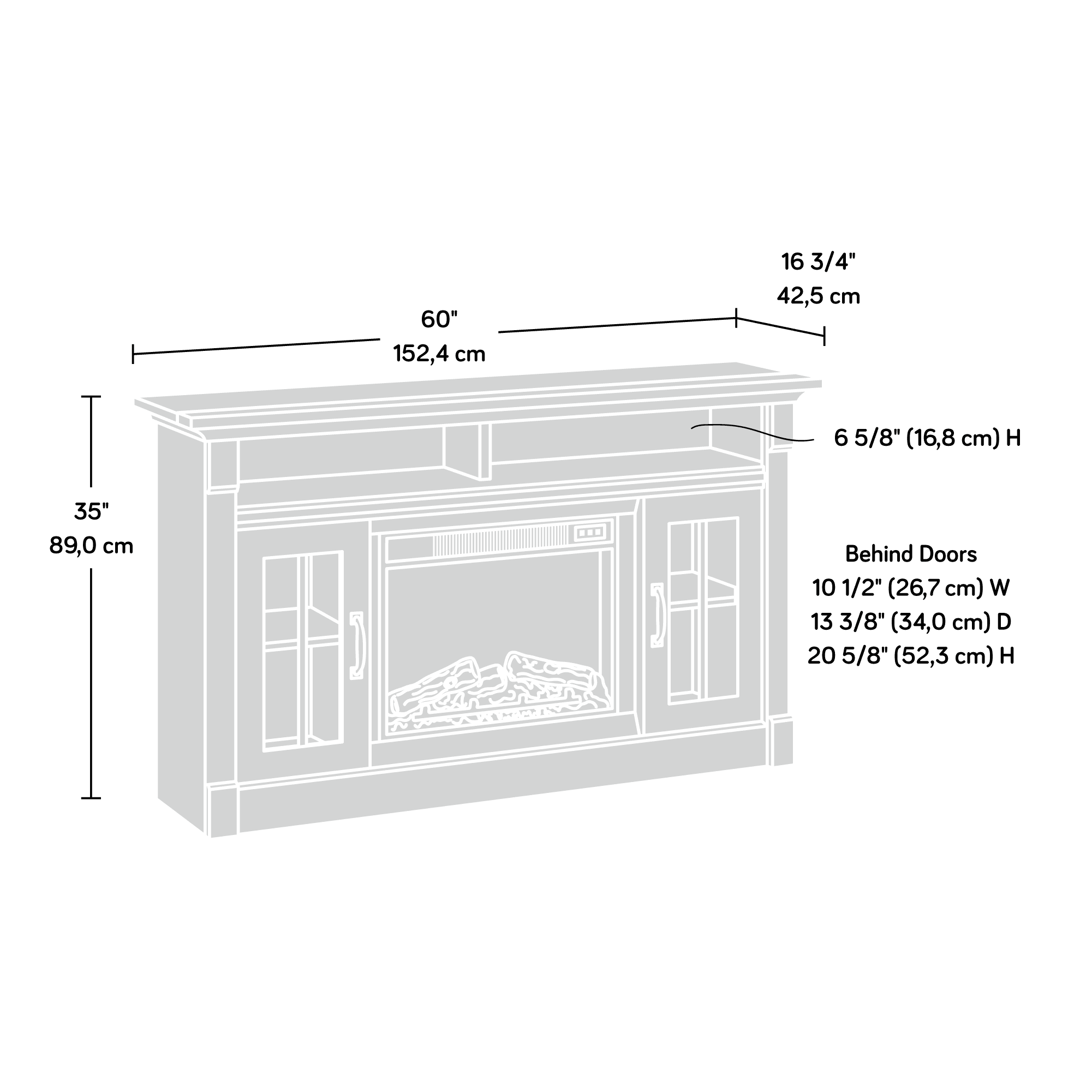 Rustic Fireplace TV Stand for TVs up to 50", Vintage Oak Finish H9192