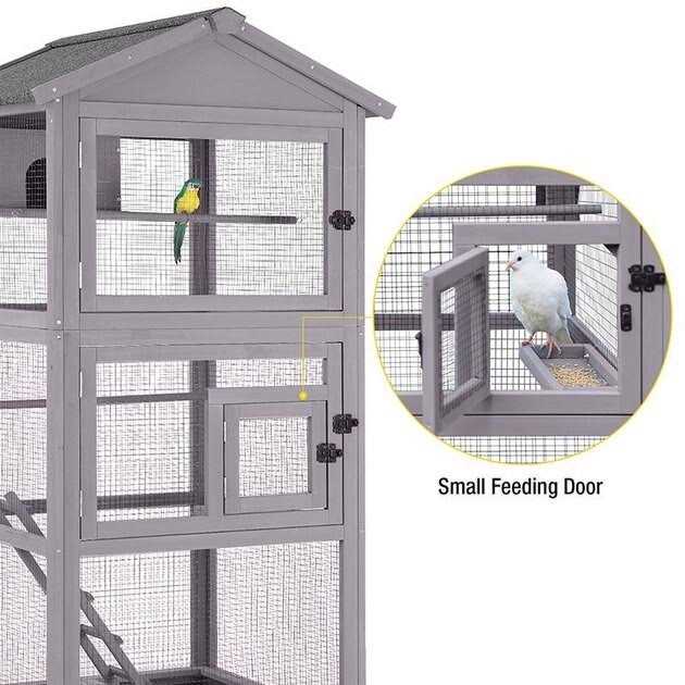 Wooden Large Bird Cage on Wheels F731626