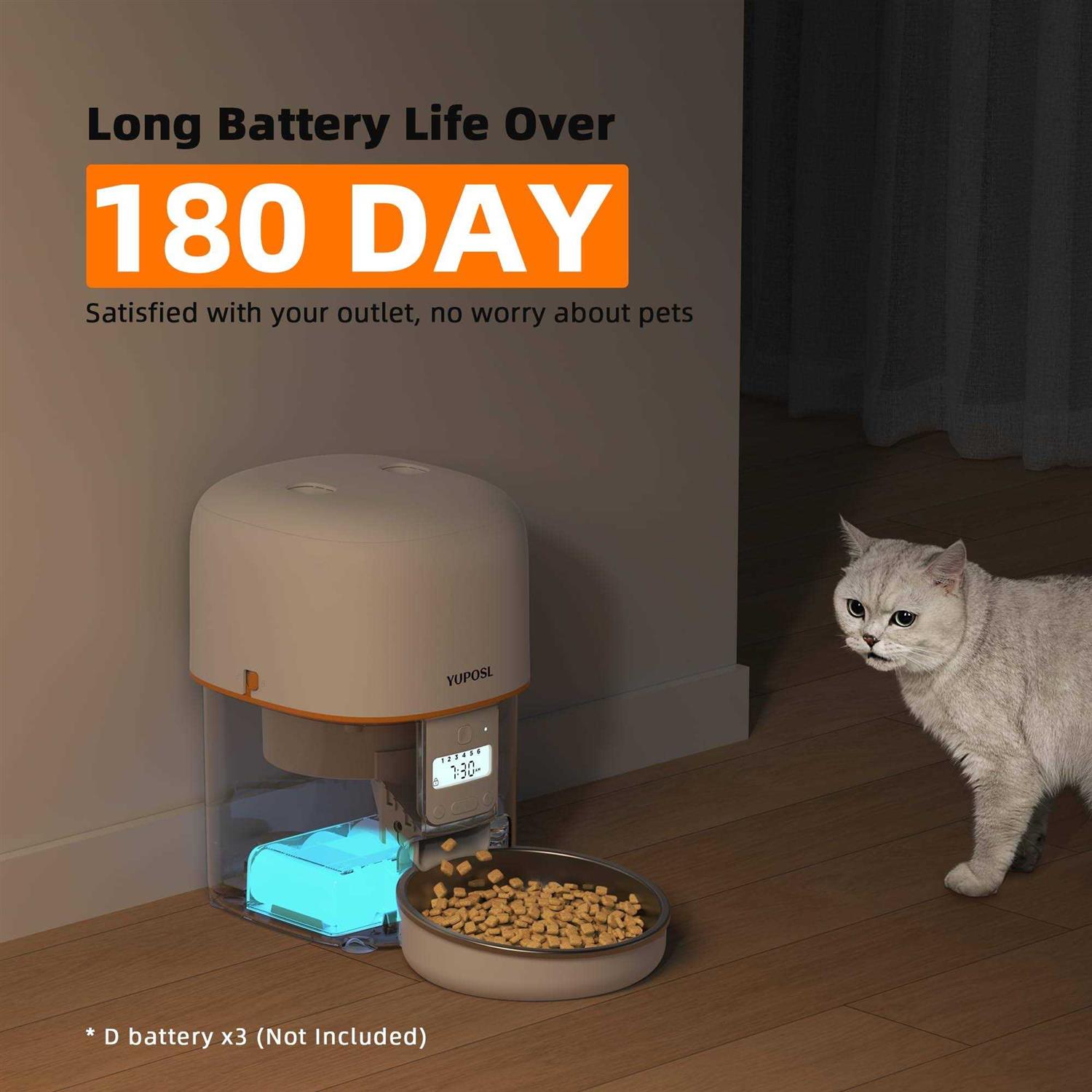 Automatic Cat Feeder 8 Cup Cat Food Dispenser E808174