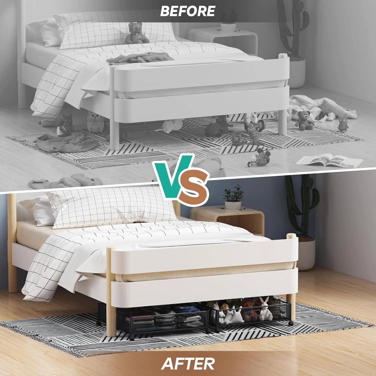 Under Bed Storage Containers with Wheels, 2 Pack N61701